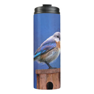 Bluebird (weibliche Malerei) - Original Bird Art Thermosbecher