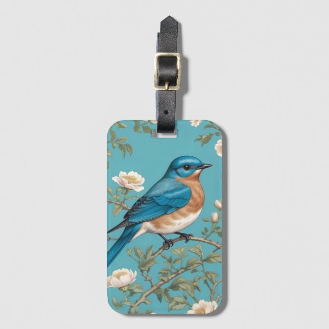 Bluebird William Morris Inspiriert Türkis Gepäckanhänger (Vorderseite Vertikal)