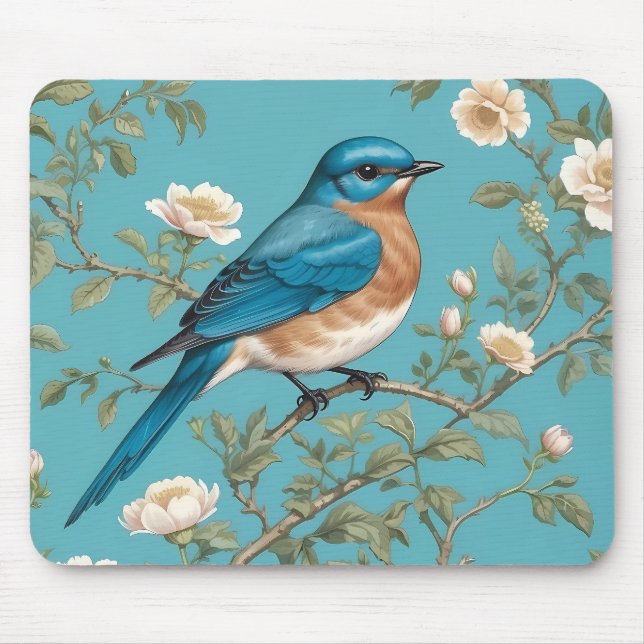 Bluebird William Morris Inspiriert Türkis Mousepad (Vorne)