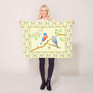 Bluebirds Blassgelbes Fleece Blanket
