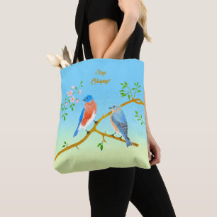 Bluebirds Blue und Gren Tote Bag Tasche
