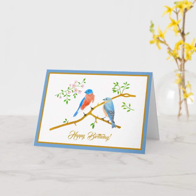 Bluebirds Faltkarte Karte (Gelbe Blume)