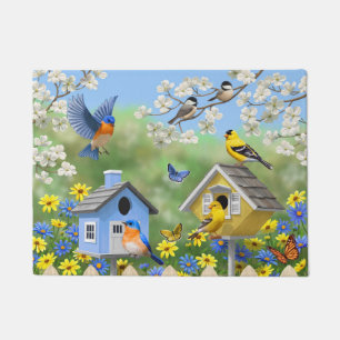 Bluebirds Goldfinches Birdhouses Blumengarten Fußmatte