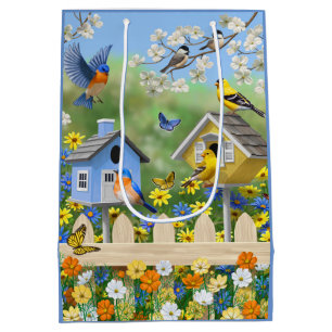 Bluebirds Goldfinches Birdhouses Blumengarten Mittlere Geschenktüte