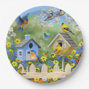 Bluebirds Goldfinches Birdhouses Blumengarten Pappteller
