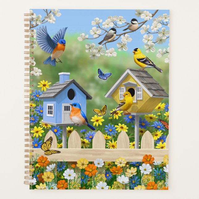 Bluebirds Goldfinches Birdhouses Blumengarten Planer (Vorderseite)