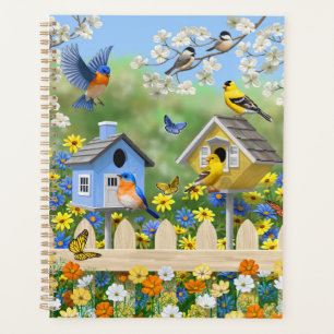 Bluebirds Goldfinches Birdhouses Jardin aux fleurs