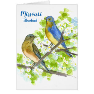 Bluebirds in a Hawthorn Tree Keep in Touch Blank
