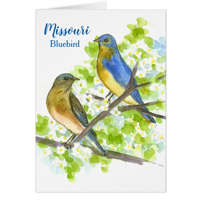 Bluebirds in a Hawthorn Tree Keep in Touch Blank (Vorne)