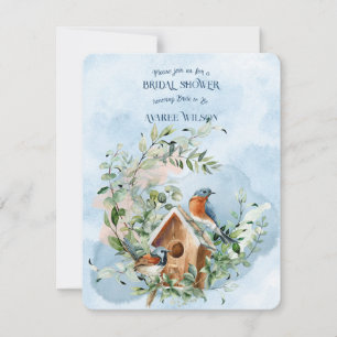 Bluebirds in einem Kranz von Blume Brautparty Einladung