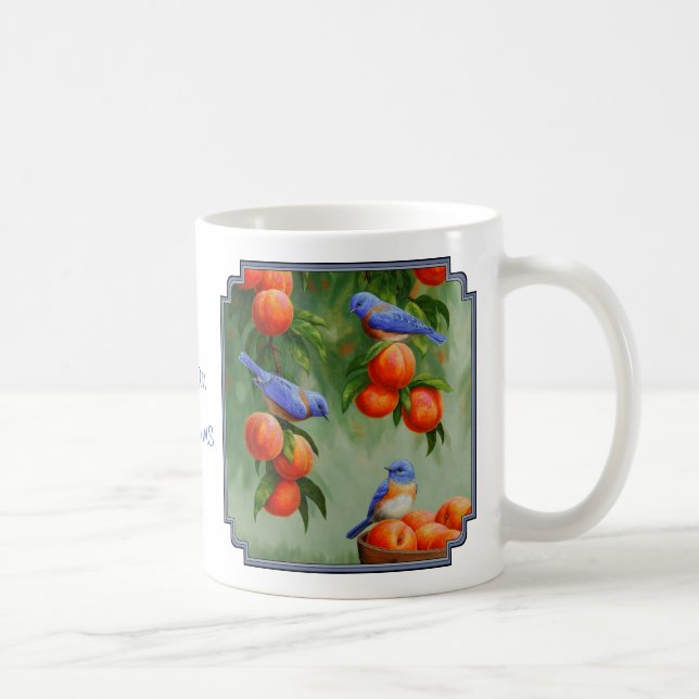 Bluebirds in einem Pfirsichbaum Kaffeetasse (Rechts)