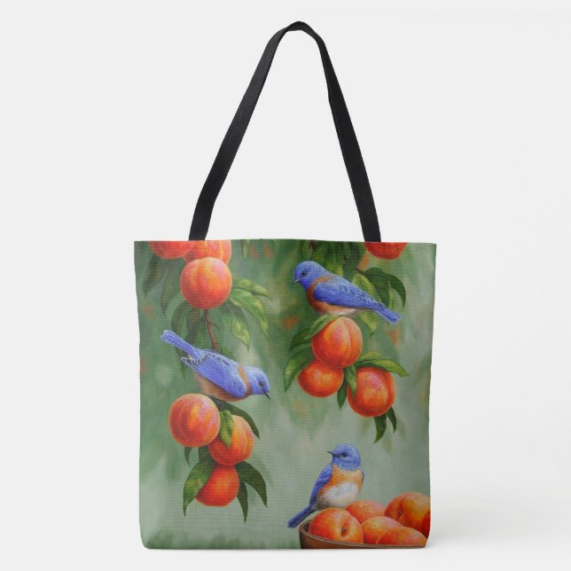 Bluebirds in einem Pfirsichbaum Tasche (Vorderseite)