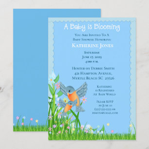 Bluebirds Mama et Bébé/Baby shower Invitation
