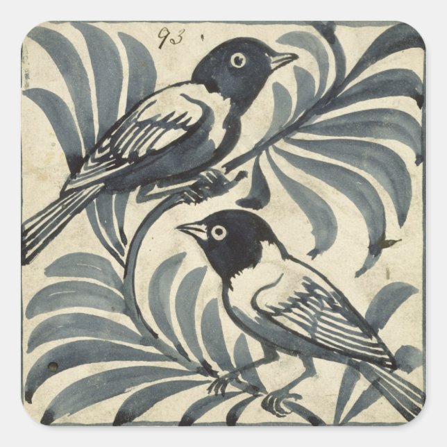 Bluebirds (ohne Papier) Quadratischer Aufkleber (Vorderseite)