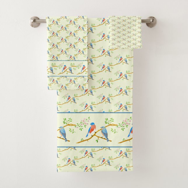 Bluebirds Pair Yellow Badhandtuch Set (Insitu)