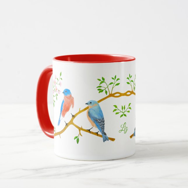 Bluebirds Rote Combo-Tasse Tasse (Vorderseite Links)