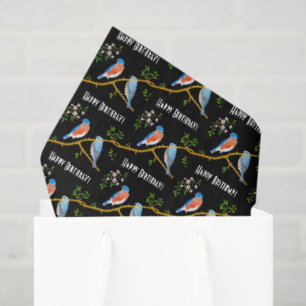 Bluebirds schwarze Wrapping Paper Sheets Seidenpapier