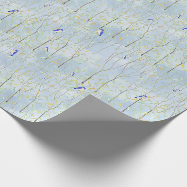 Bluebirds Trees und Sky Geschenkpapier (Ecke)