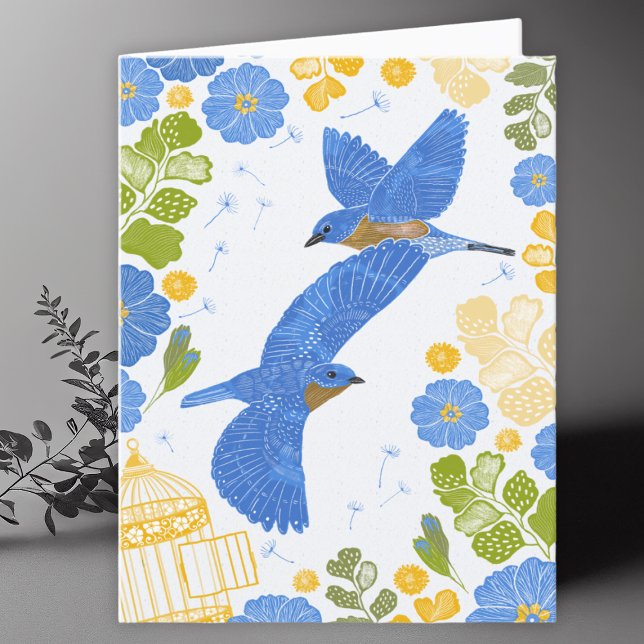 Bluebirds und Blume, die Blankokarte Gezeichnet ha Dankeskarte (Von Creator hochgeladen)