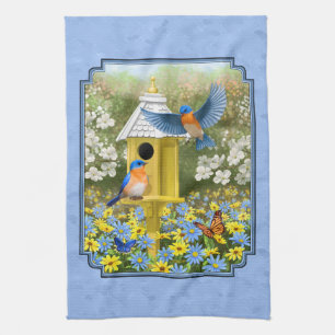 Bluebirds und Hexagon Birdhouse Blue Handtuch