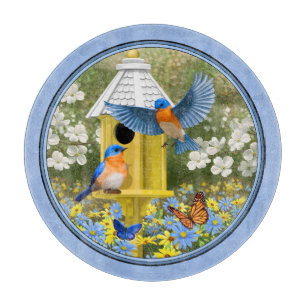 Bluebirds und Hexagon Birdhouse Blue Schneidebrett