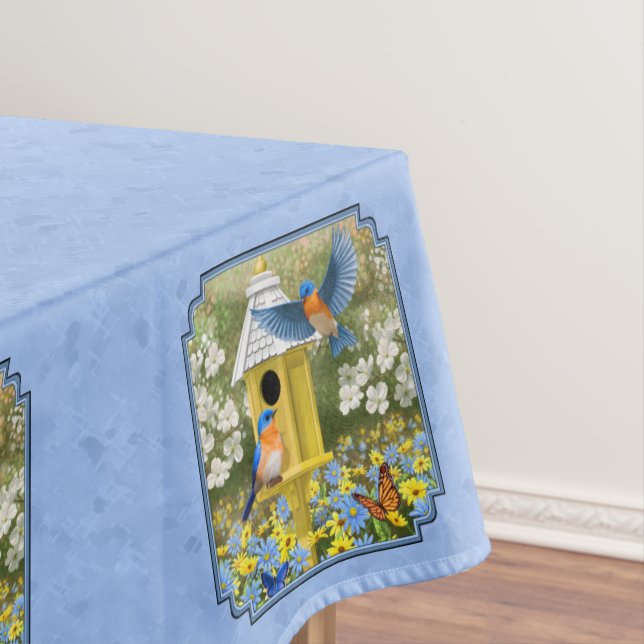 Bluebirds und Hexagon Birdhouse Blue Tischdecke (Beispiel)