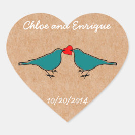 Bluebirds und Liebe Heart Wedding Herz-Aufkleber