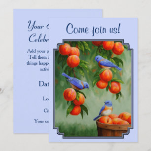 Bluebirds und Pfirsiche Blue Einladung