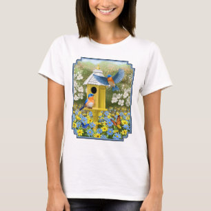 Bluebirds und Tallgelbe Birnenblume T-Shirt