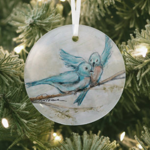 Bluebirds von Hevener Ornament Aus Glas