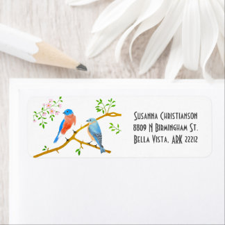 Bluebirds - White Return Address Label