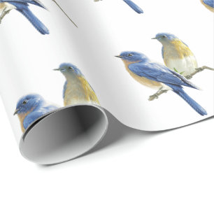 Bluebirts auf Weiß Geschenkpapier