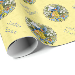 Bluebirts und Birnengelb Geschenkpapier