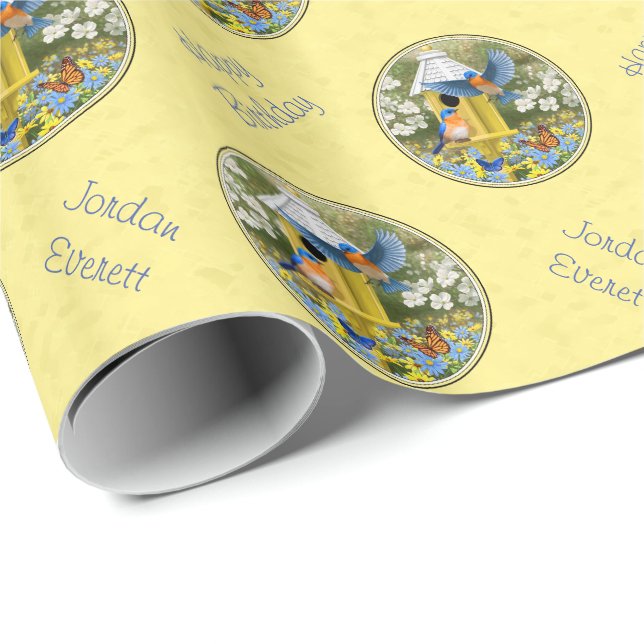 Bluebirts und Birnengelb Geschenkpapier (Rolleneckpunkt)