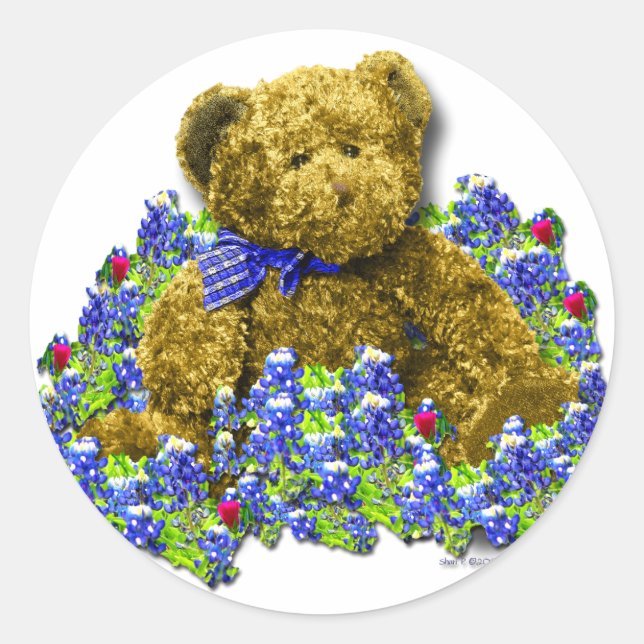 Bluebonnet Bärenaufkleber Runder Aufkleber (Vorderseite)