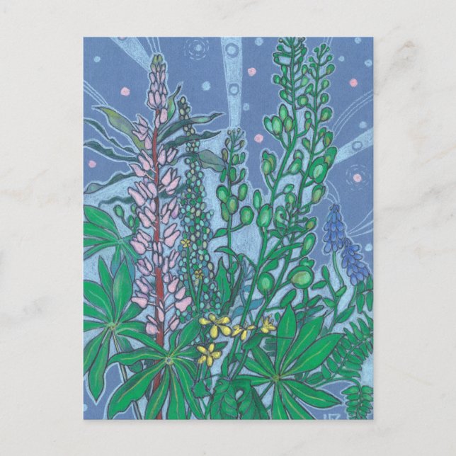 Bluebonnet Blume Blossom Blumenpastellfarbe Postkarte (Vorderseite)