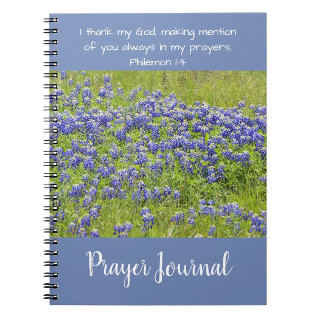 Bluebonnet Blume Christliches Praetjournal Notizblock (Vorderseite)