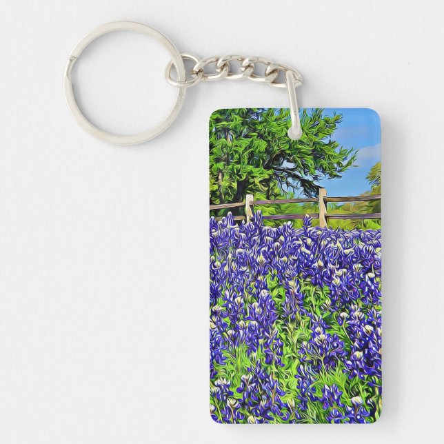 Bluebonnet-Blumen-Schlüsselkette Schlüsselanhänger (Vorderseite)