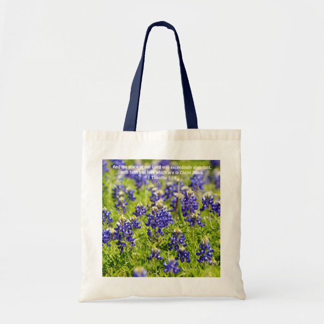 Bluebonnet-Blumenscripture-Taschen-Tasche Tragetasche (Vorne)