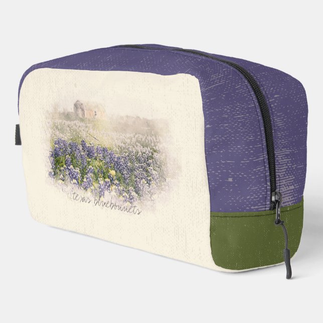 Bluebonnet Field Sketch Wasserfarbe Waschbeutel (Rechte Ecke)