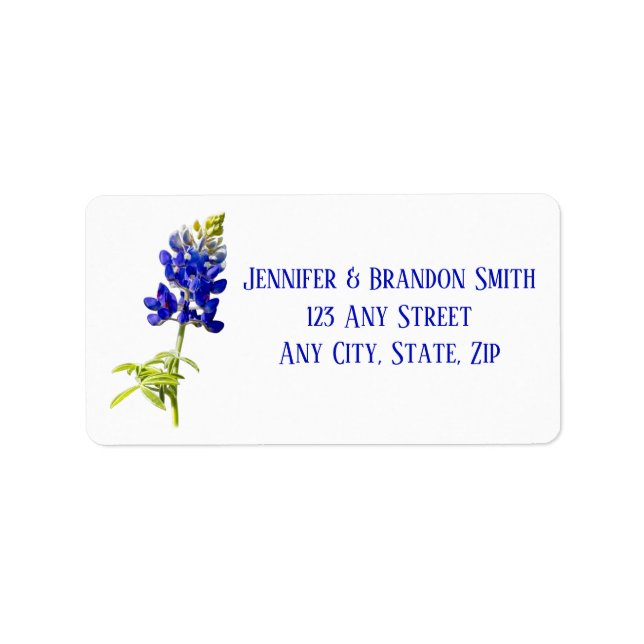 Bluebonnet Floral on White, Wedding Adressaufkleber (Vorne)