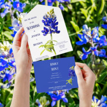 Bluebonnet Floral on White, Wedding