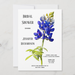 Bluebonnet Floral on White, Wedding Brautparty, Einladung
