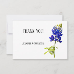 Bluebonnet Floral on White, Wedding Dankeschön Car Dankeskarte