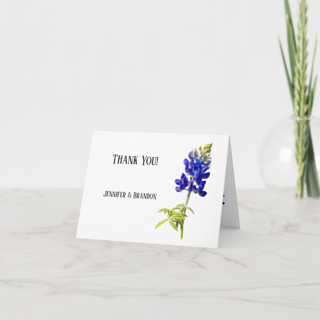 Bluebonnet Floral on White, Wedding Dankeschön Car Dankeskarte (Vorderseite)