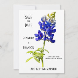 Bluebonnet Floral on White, Wedding Save the Date, Einladung