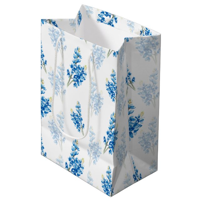 Bluebonnet Muster Große Geschenktasche Mittlere Geschenktüte (Vorderseite Schrägansicht)
