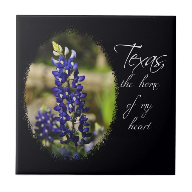 Bluebonnet "Texas das Zuhause meines Herzens" Flie Fliese (Vorderseite)