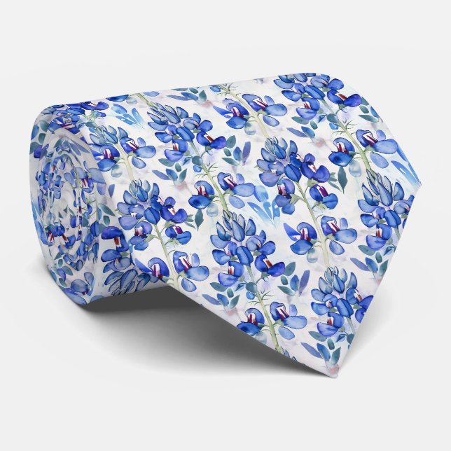 Bluebonnet Texas Wild Blume Pattern Krawatte (Gerollt)