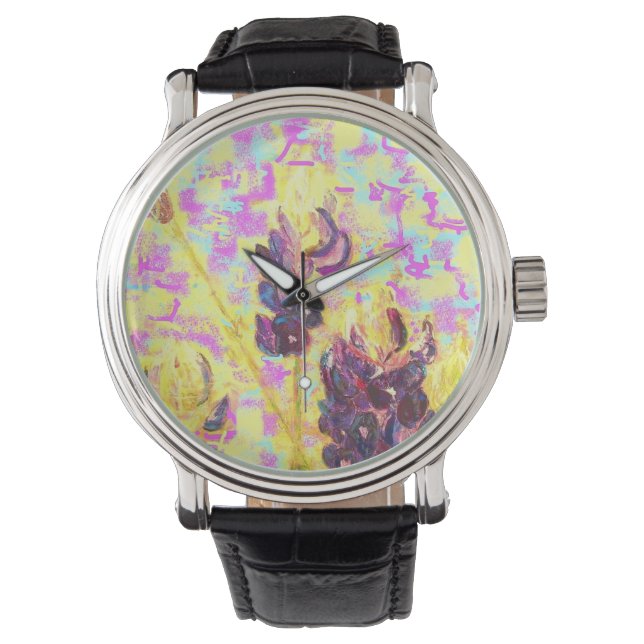 Bluebonnet-Wildblumen Armbanduhr (Vorderseite)